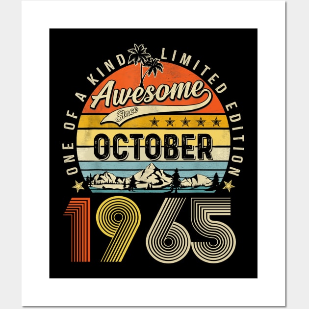 Awesome Since October 1965 Vintage 58th Birthday Wall Art by Vintage White Rose Bouquets